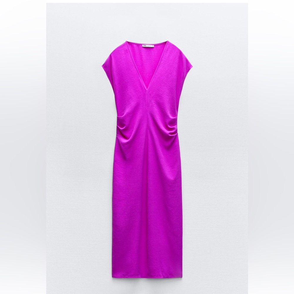 Zara Pink Sheath Maxi Dress with V-Neck